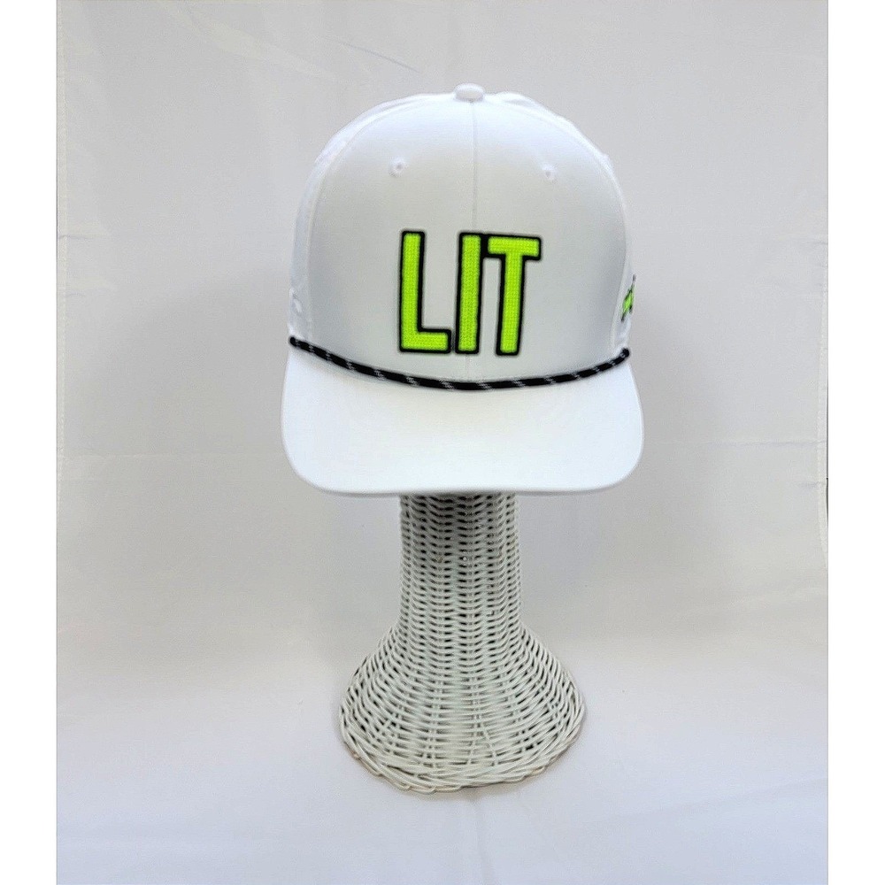 Pukka Snapback Rope Hat Men's White LIT Neon Green Golf Cap Performance OSFM